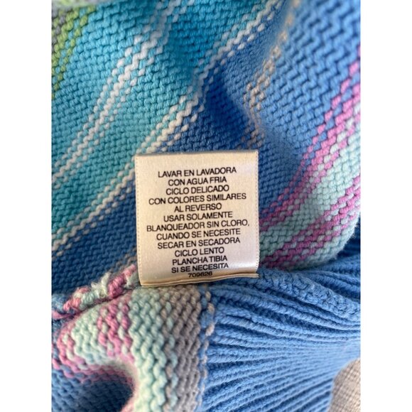 Vintage Pastel Rainbow V Neck Striped Cotton Blend Sweater Size 1X Hong Kong - Picture 9 of 9